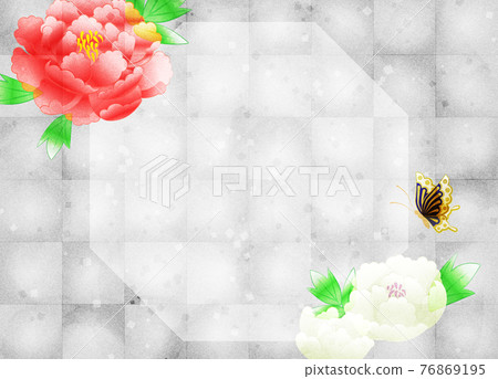 銀箔背景上有牡丹花的複制空間 銀箔背景上有牡丹花的複制空間 76869195