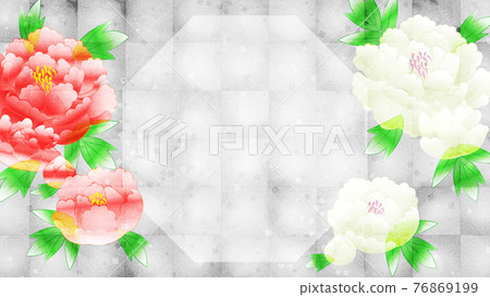 銀箔背景上有牡丹花的複制空間 銀箔背景上有牡丹花的複制空間 76869199