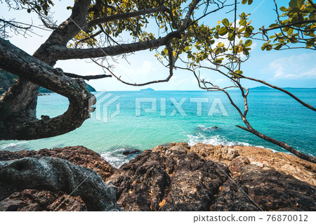 Blue sea with white beach in summer Blue sea with white beach in summer 76870012