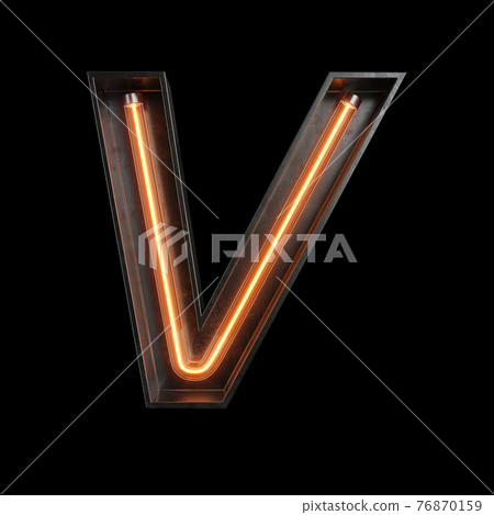 Neon Light Alphabet V with clipping path 76870159