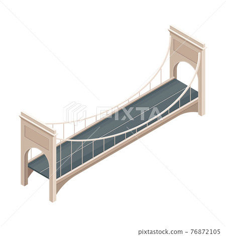 Fixed Suspension Bridge with Deck oated with Asphalt Isometric Vector Illustration Fixed Suspension Bridge with Deck oated with Asphalt Isometric Vector Illustration 76872105