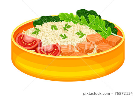 Japanese Bento Box as Take-out Meal with Rice Vector Illustration Japanese Bento Box as Take-out Meal with Rice Vector Illustration 76872134
