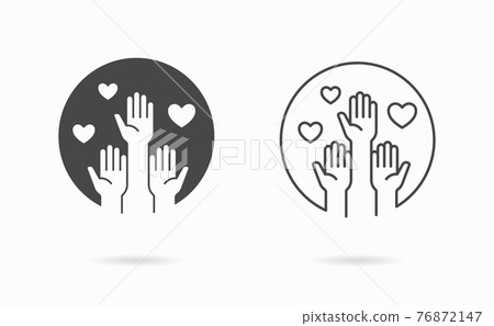 Volunteer black icon. Vector illustration. Symbol of solidarity, help, donation. 76872147