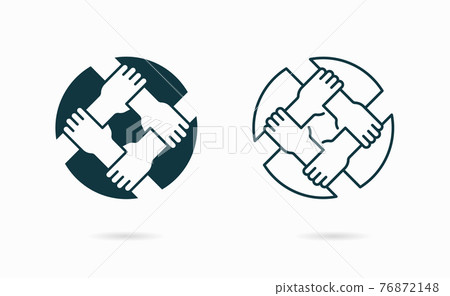 Teamwork icon. Vector illustration on white. Symbol of friendship, support, teamwork. 76872148