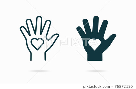 Heart in hand icon. Vector illustration. 76872150