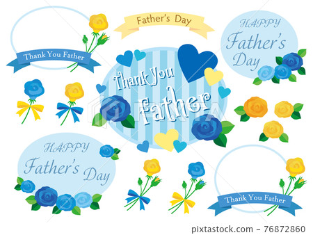 Father's Day Heart Rose Ribbon Title Frame Set 01 76872860