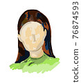 Abstract woman face painting for card or text - vector illustration 76874593