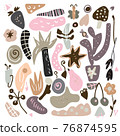 Abstract shapes set, geometric forms in pastel colors. Vector graphic illustration 76874595