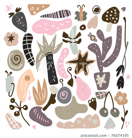 Abstract shapes set, geometric forms in pastel colors. Vector graphic illustration Abstract shapes set, geometric forms in pastel colors. Vector graphic illustration 76874595