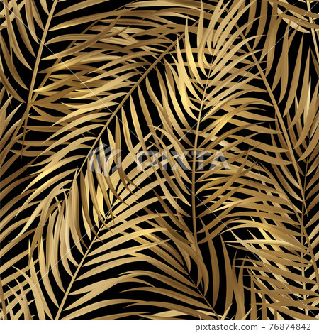 Tropical palm leaves, jungle leaves seamless vector floral pattern background Tropical palm leaves, jungle leaves seamless vector floral pattern background 76874842