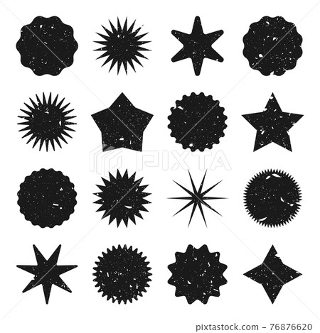 Retro stars, grunge sunburst symbols. Vintage sunbeam icons. Black shopping labels, sale or discount sticker, quality mark. Special offer price tag, promotional badge. Vector illustration. Retro stars, grunge sunburst symbols. Vintage sunbeam icons. Black shopping labels, sale or discount sticker, quality mark. Special offer price tag, promotional badge. Vector illustration. 76876620