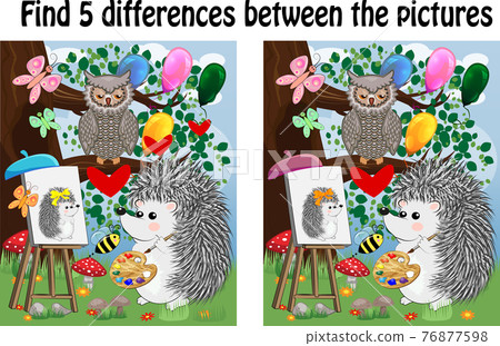 Find the differences between the pictures. Children's educational game. Find the differences between the pictures. Children's educational game. 76877598