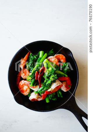 蒜蓉炒油菜花蝦仁 蒜蓉炒油菜花蝦仁 76878190