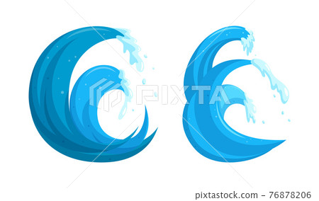Flood waves logos. Tsinami swirling storm wave isolated in white background. Vector illustration 76878206