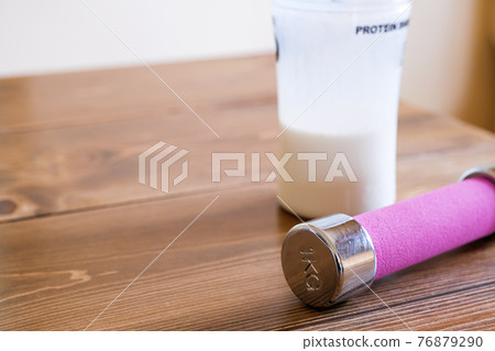 Protein drinks and dumbbells Protein drinks and dumbbells 76879290