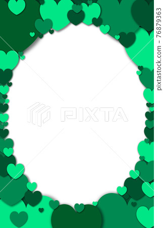 Heart material Elliptical frame made by collage of large and small green hearts White in frame Vertical Other colors available Heart material Elliptical frame made by collage of large and small green hearts White in frame Vertical Other colors available 76879363