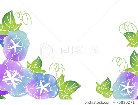牽牛花新鮮的水彩框架 牽牛花新鮮的水彩框架 76880271