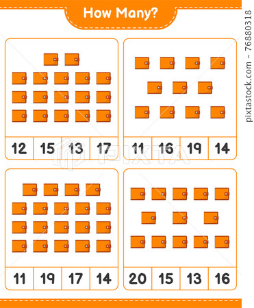 Counting game, how many Wallet. Educational children game, printable worksheet, vector illustration 76880318