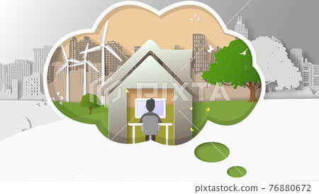 Concept of working from home social distancing and spacing prevention of communicable diseases, vector illustration 76880672
