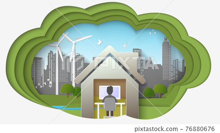 Dimension of thinking, working from home social distancing and spacing prevention of communicable diseases 76880676