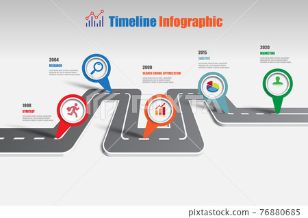 Business road map timeline infographic template with pointers, Vector Illustration Business road map timeline infographic template with pointers, Vector Illustration 76880685