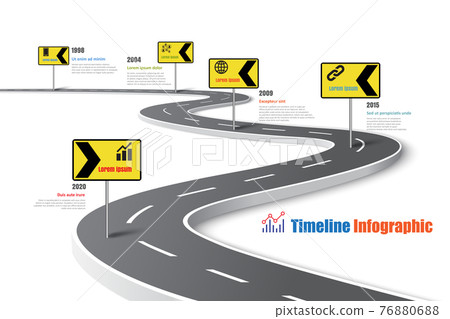 Business road map timeline infographic template with pointers, Vector Illustration 76880688