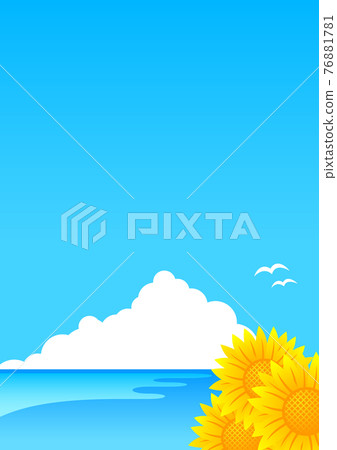 大海和向日葵的插圖圖像 大海和向日葵的插圖圖像 76881781