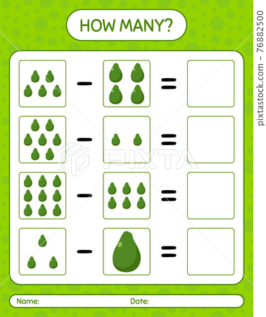 How many counting game avocado. worksheet for... - Stock Illustration ...