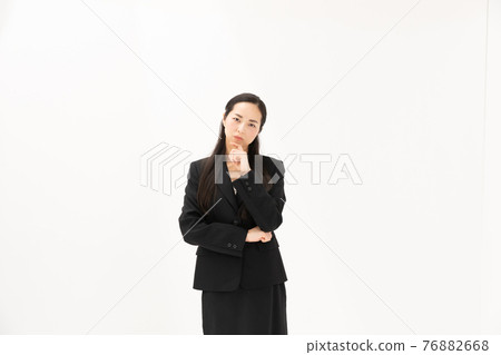 Business image worried woman thinking Business image worried woman thinking 76882668