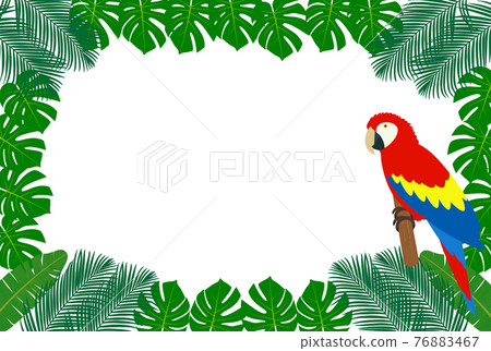 五顏六色的鳥和熱帶植物框架 五顏六色的鳥和熱帶植物框架 76883467
