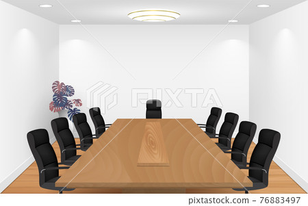 wooden conference table and chairs in the white room wooden conference table and chairs in the white room 76883497