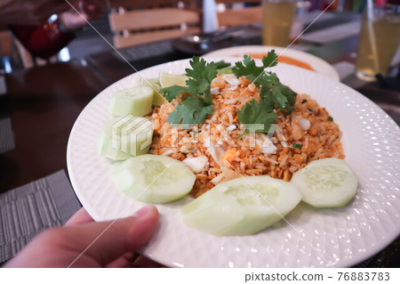 stir fried rice with crab and squid, Thai food stir fried rice with crab and squid, Thai food 76883783