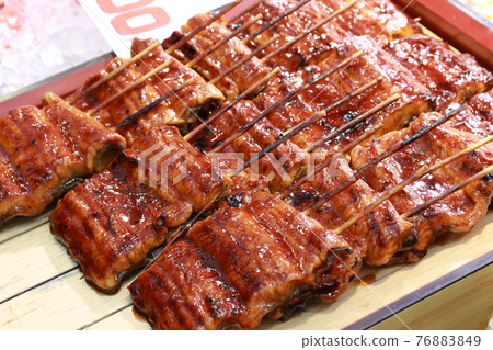 "Unagi Kabayaki" sold on skewers "Unagi Kabayaki" sold on skewers 76883849