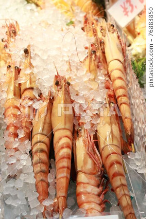 Shrimp sold at Nipponbashi Kuromon Market in Osaka City Shrimp sold at Nipponbashi Kuromon Market in Osaka City 76883850