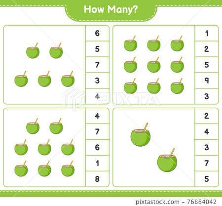 Counting game, how many Coconut. Educational... - Stock Illustration ...
