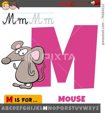 letter M from alphabet with cartoon mouse animal letter M from alphabet with cartoon mouse animal 76884222