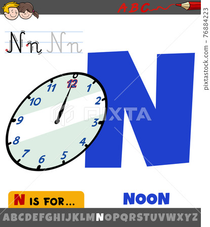 letter N from alphabet with noon on the clock 76884223