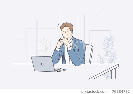 Businessman during work planning concept 76884782