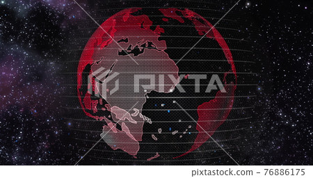 Red Earth Concept of Global Warming. Big data 3d Earth. Binary code surrounding globe rotating. Retro digital Earth. Digital data globe,abstract 3D rendering of data network surrounding planet earth. 76886175