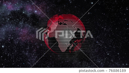 Red Earth Concept of Global Warming. Big data 3d Earth. Binary code surrounding globe rotating. Retro digital Earth. Digital data globe,abstract 3D rendering of data network surrounding planet earth. 76886189