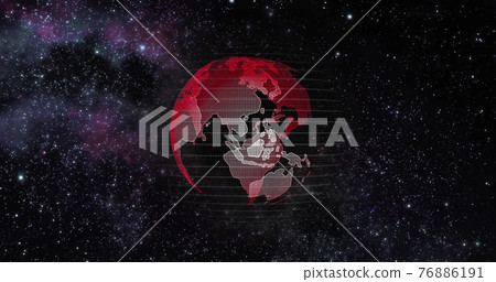 Red Earth Concept of Global Warming. Big data 3d Earth. Binary code surrounding globe rotating. Retro digital Earth. Digital data globe,abstract 3D rendering of data network surrounding planet earth. 76886191
