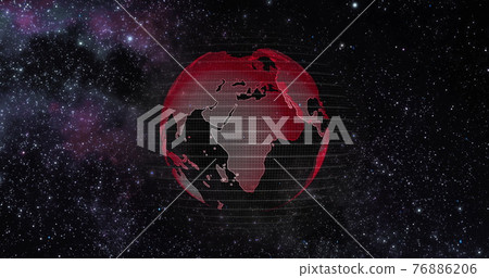 Red Earth Concept of Global Warming. Big data 3d Earth. Binary code surrounding globe rotating. Retro digital Earth. Digital data globe,abstract 3D rendering of data network surrounding planet earth. 76886206