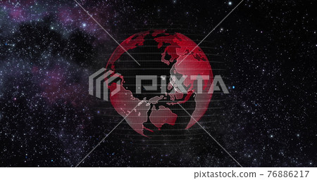 Red Earth Concept of Global Warming. Big data 3d Earth. Binary code surrounding globe rotating. Retro digital Earth. Digital data globe,abstract 3D rendering of data network surrounding planet earth. 76886217