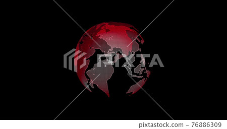 Red Earth View From Outer Space. Big data 3d Earth. Binary code surrounding globe rotating. Retro digital Earth. Digital data globe,abstract 3D rendering of data network surrounding planet earth. 76886309