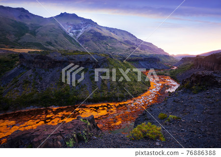 View of Agrio river near Salto del Agrio waterfall View of Agrio river near Salto del Agrio waterfall 76886388