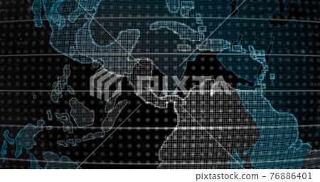 Big data 3d Earth. Binary code surrounding globe rotating. Retro digital Earth. Digital data globe,abstract 3D rendering of data network surrounding planet earth. Earth View From Outer Space 76886401