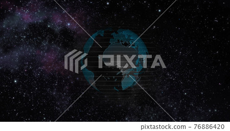 Big data 3d Earth. Binary code surrounding globe rotating. Retro digital Earth. Digital data globe,abstract 3D rendering of data network surrounding planet earth. Earth View From Outer Space 76886420