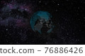 Big data 3d Earth. Binary code surrounding globe rotating. Retro digital Earth. Digital data globe,abstract 3D rendering of data network surrounding planet earth. Earth View From Outer Space 76886426