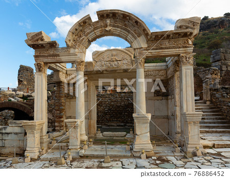 Ruins of ancient temple of Hadrian in Ephesus, Turkey Ruins of ancient temple of Hadrian in Ephesus, Turkey 76886452
