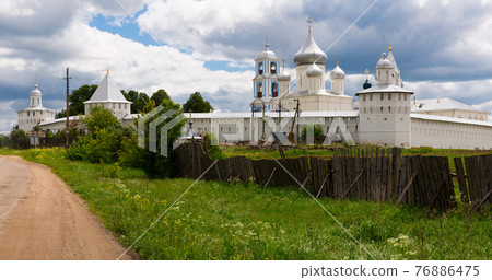 View of Nikitskiy monastery at summer day in Pereslavl-Zalessky View of Nikitskiy monastery at summer day in Pereslavl-Zalessky 76886475